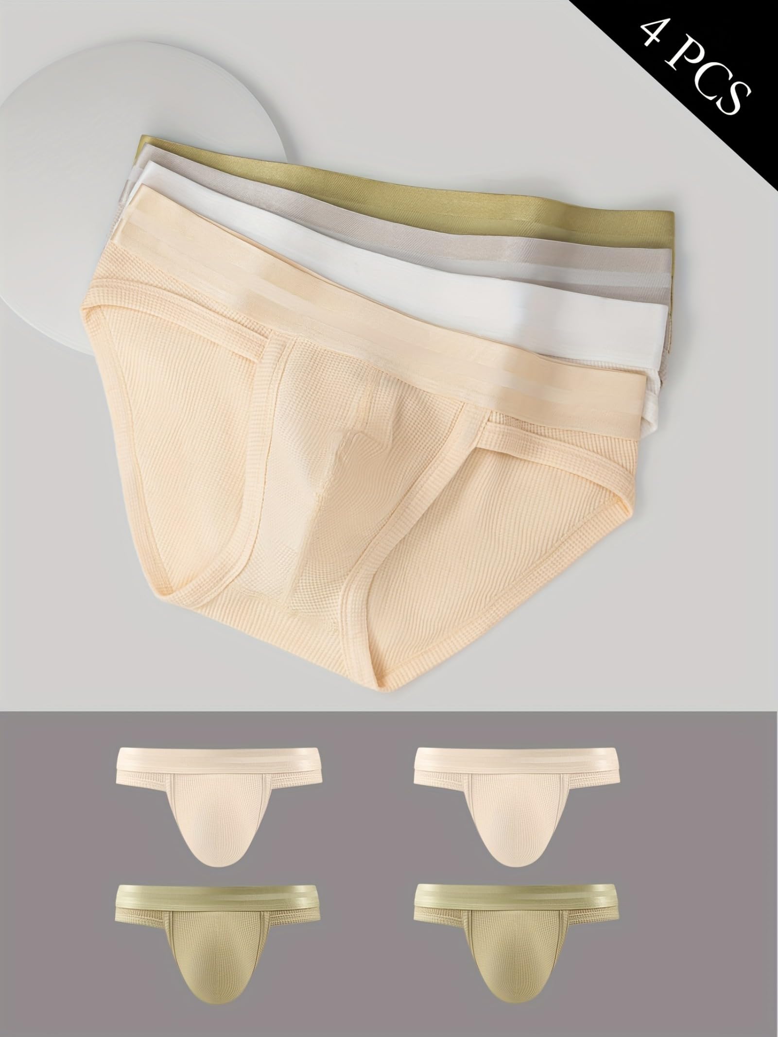 Paquete de 4 calzoncillos de algodón para hombre, sexy, tanga, tanga, bala, separa, malla, transpirable, cómoda cintura