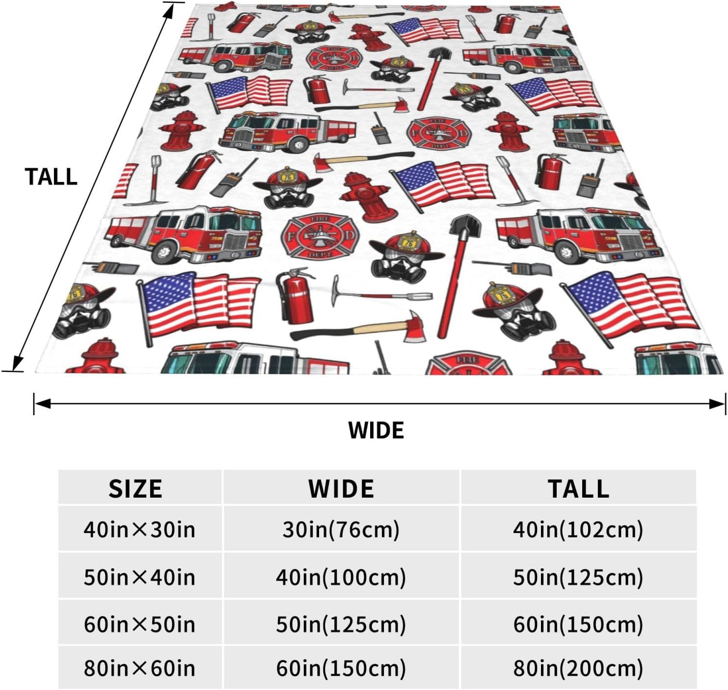 Fire Truck Blanket for Kids 40x50 Inches - Super Soft Firefighter Throw Blankets for Boys & Girls - Cozy Fluffy Fleece Firetruck Blanket for Toddlers, Bed, Couch - Fireman Gift for Childrens Adults - Image 6