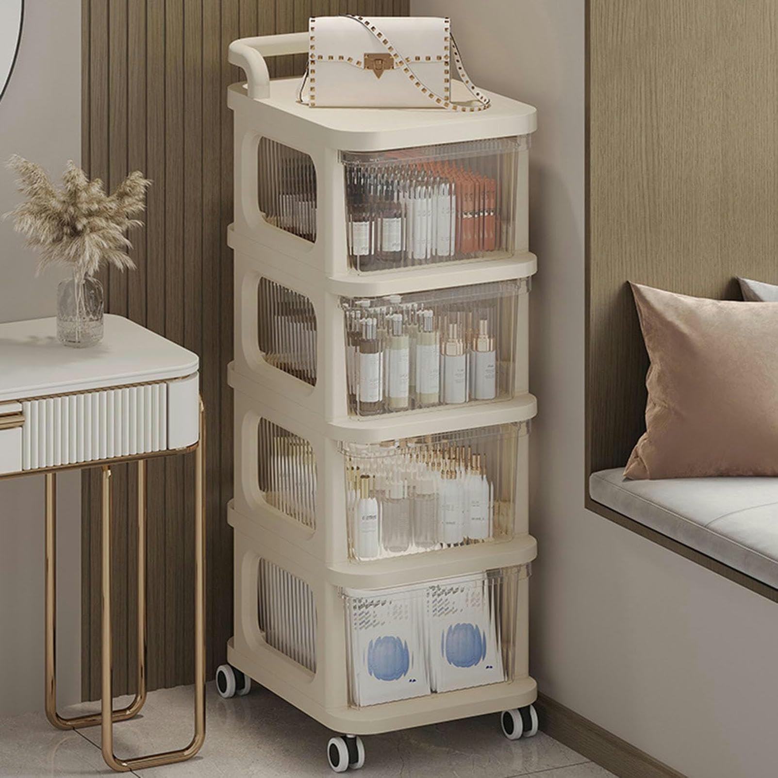Meuble de rangement délicat en métal à niveaux modulables et stables