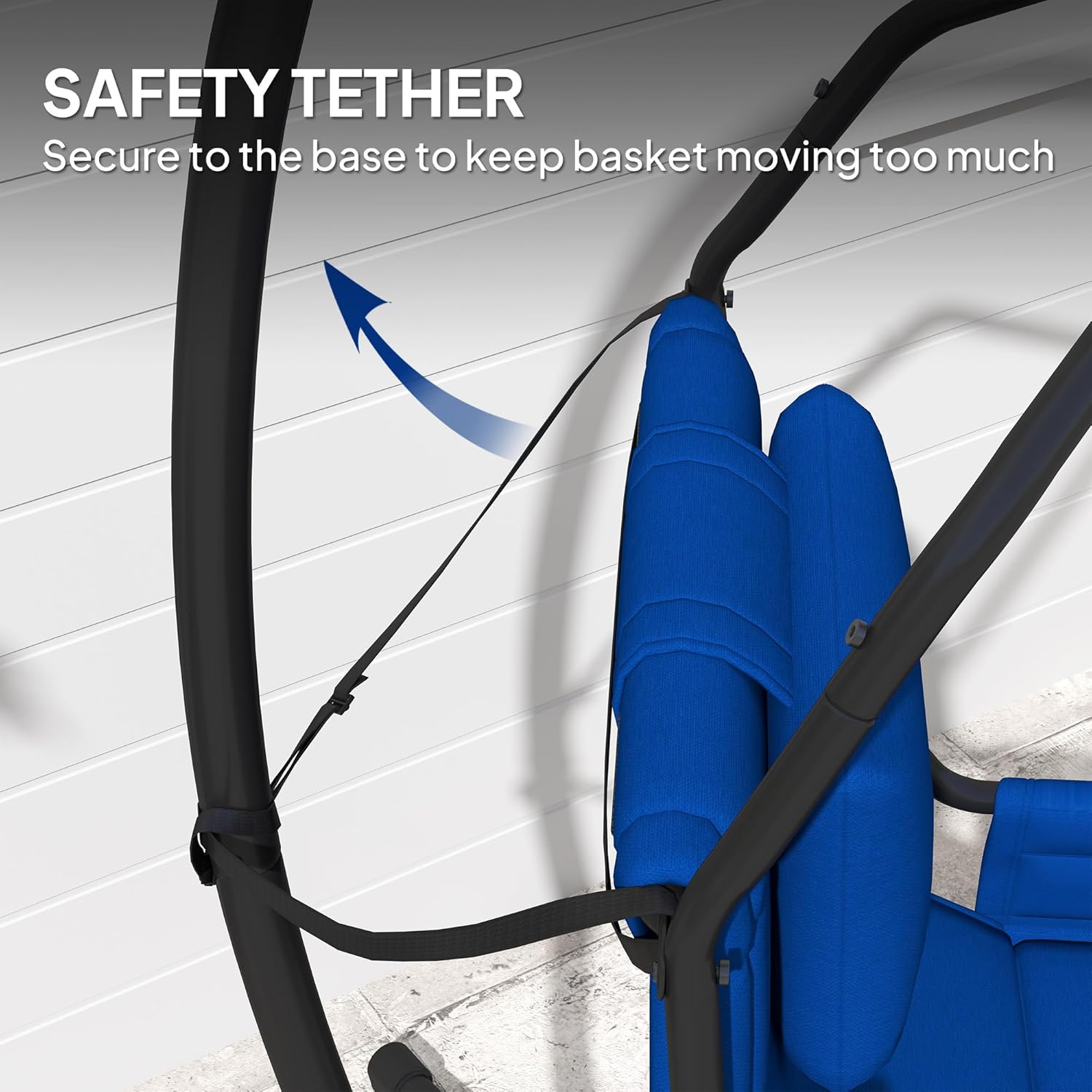 Outsunny Hammock Chair with Stand, Hammock Swing with PA Coating Oxford Fabric Cushion, Indoor Outdoor Hanging Chair with Chain, Steel Frame for Bedroom, Patio, Balcony, Dark Blue