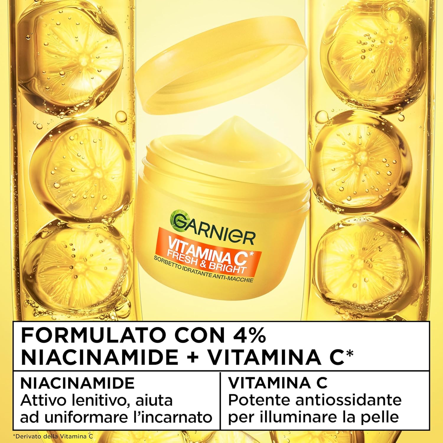 Garnier Routine Anti-Macchie: Siero Vitamina C Viso Potenziato con Niacinamide e Melasyl 30ml e Fresh & Bright Sorbetto Vitamina C Crema Viso Idratante Ultra Leggera 85ml