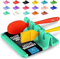 Vista 8 de Zulay - Soporte extragrande de silicona con bandeja antigoteo para múltiples utensilios de cocina, reposacucharas resistente al calor y sin BPA