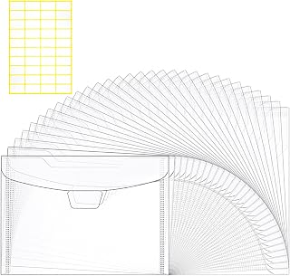 Hukado 30 Pieces Clear Stamp & Die Plastic Storage Bag, 9.4x7 Inches Resealable Large Envelope Pocket for Card Making DIY Scrapbooking Paper Craft and Cutting Dies Stencil