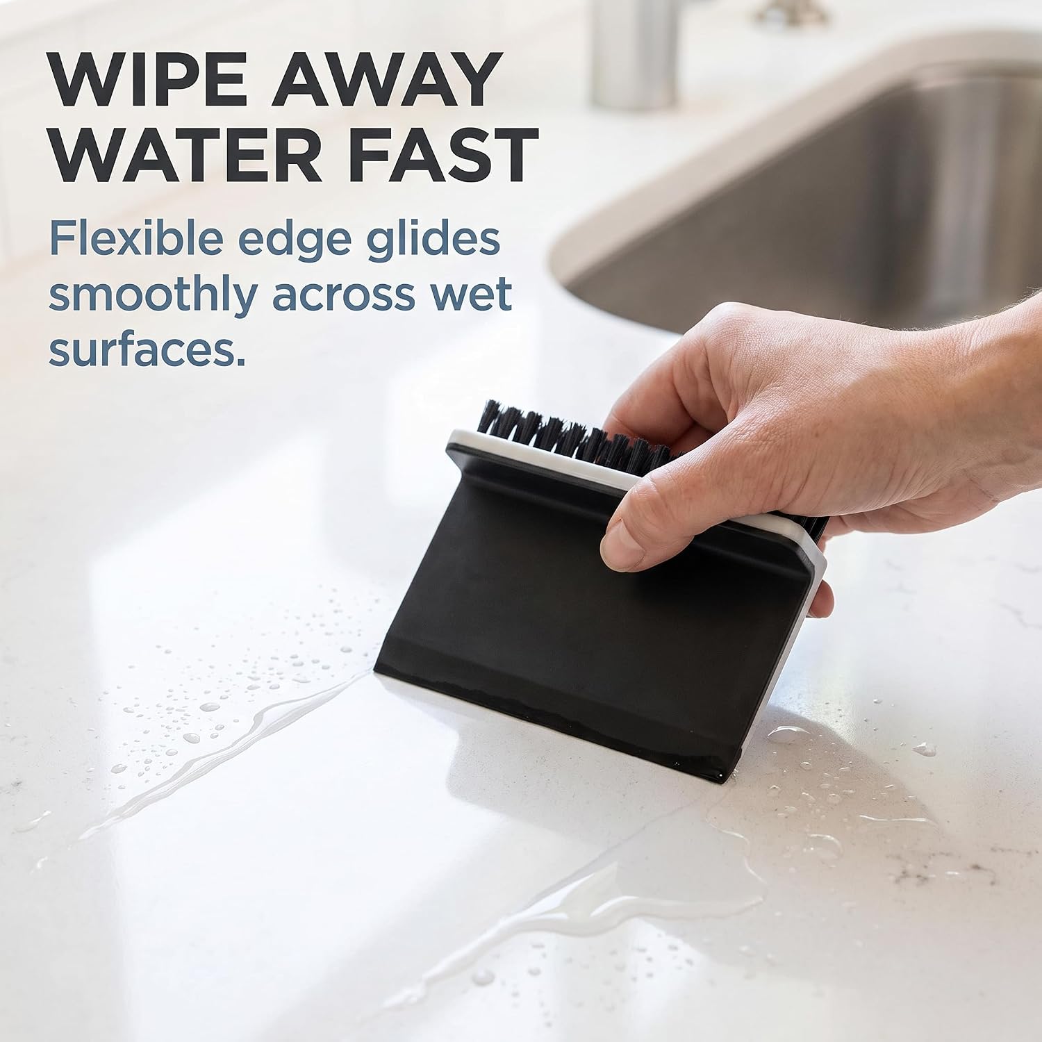 Black Kitchen Sink Squeegee Cleaner Countertop Brush Wiper Vegetable Cleaning Brush Wiper Home Kitchen Tool Accessories Fruit and Vegetable Cleaning Brushes