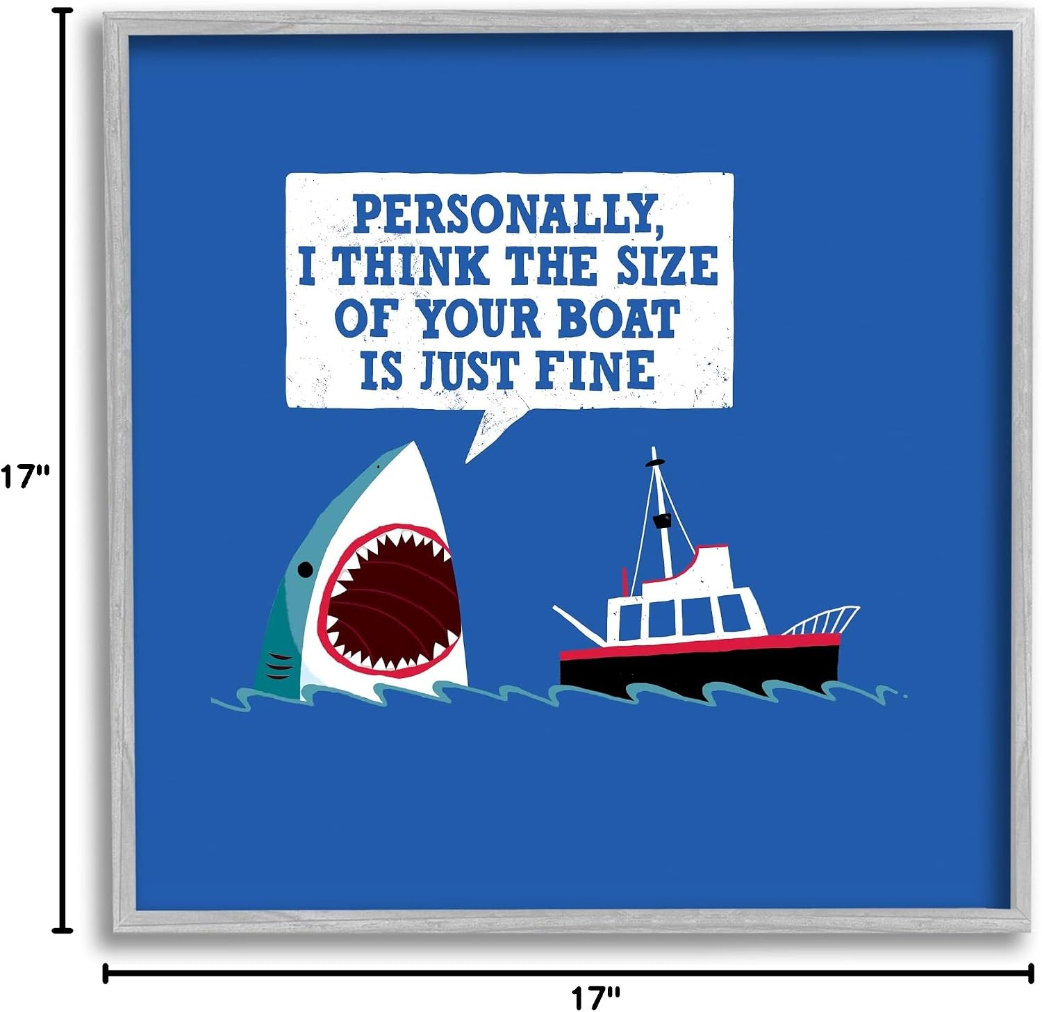 Stupell Industries Silly Shark Eating Boat Ship Blue Ocean Waves, Design by Michael Buxton