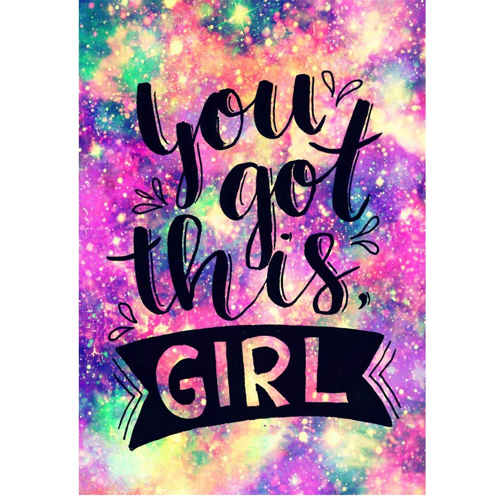 Own4b Girls Green Diy 5D Diamond Painting By Numbers Kits, Colorful Quotes Inspirational Word, You Got This Full Drill Rhinestones Paint With Diamonds Crystal Diamond Art (You Got This )