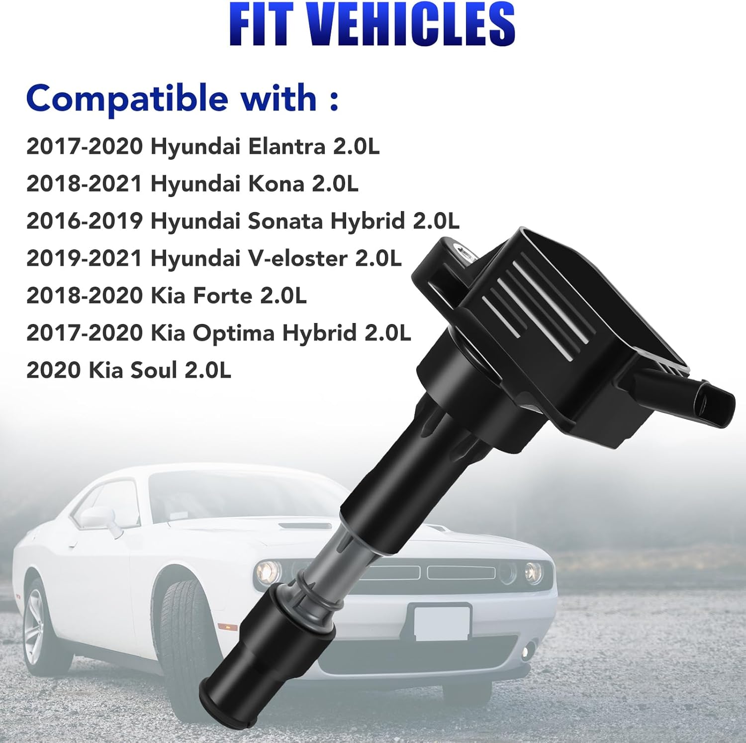 Ignition Coil Pack & Iridium Spark Plugs Fits for Hyundai Elantra Sonata Veloster Kia Forte Optima Soul 2016 2017 2018 2019 2020 2021 Coils Spark Plugs 2.0 Replaces# UF816 - Set of 7