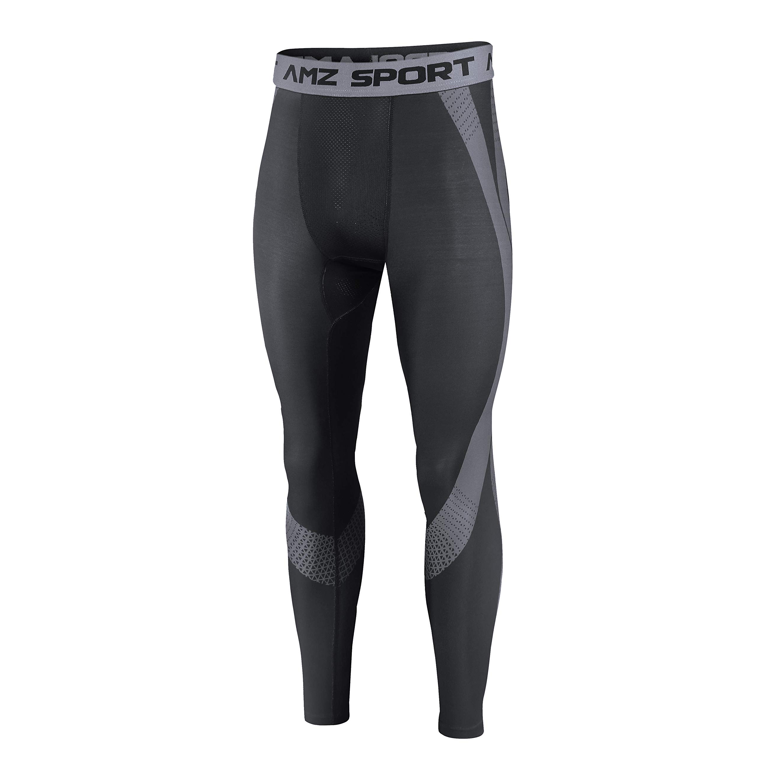 AMZSPORT Pantaloni Sportivi a Compressione da Uomo Leggings da Palestra Calzamaglia ad Asciugatura Rapida