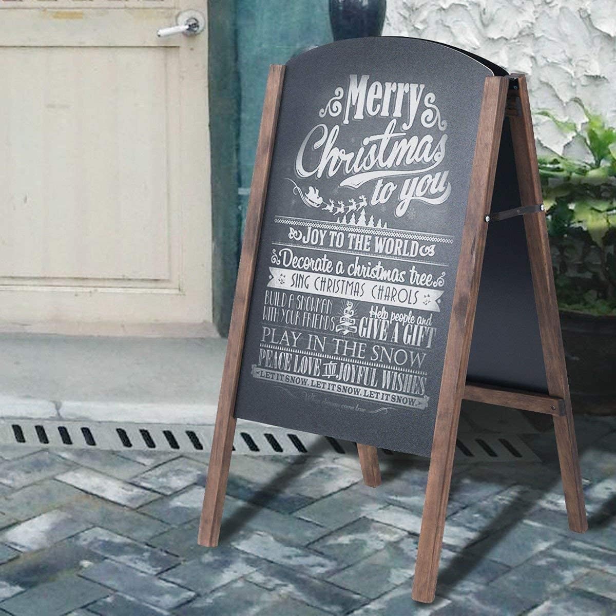 Mayjooy A-Frame Chalkboard, 26" x 40" Rustic Dual-Sided Wooden Chalkboard Easel w/Stand, Free Standing Chalkboard Signs, Sidewalk Sandwich Board for Restaurant/Wedding/Cafe/Outdoor (Large)