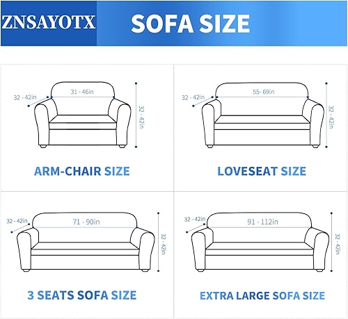 Miniatura 6 de ZNSAYOTX - 1 funda jacquard para sofá de sala de estar, de alta elasticidad con brazos, antideslizante, apta para mascotas, protector de muebles