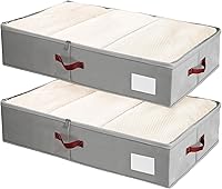 Vista 1 de Criusia Under Bed Storage Bins with Clear PVC Lids – 2 Pack Large Underbed Organizers with Heavy-Duty Handles, Reinforced with 800G PP Panels & 80G