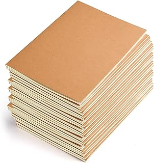 M-Aimee 24 Pack Journal Notebook Kraft Brown Cover Lined Notebooks for Travelers - A5 Size - 210 mm x 140 mm - 80 Lined Pages/ 40 Sheets