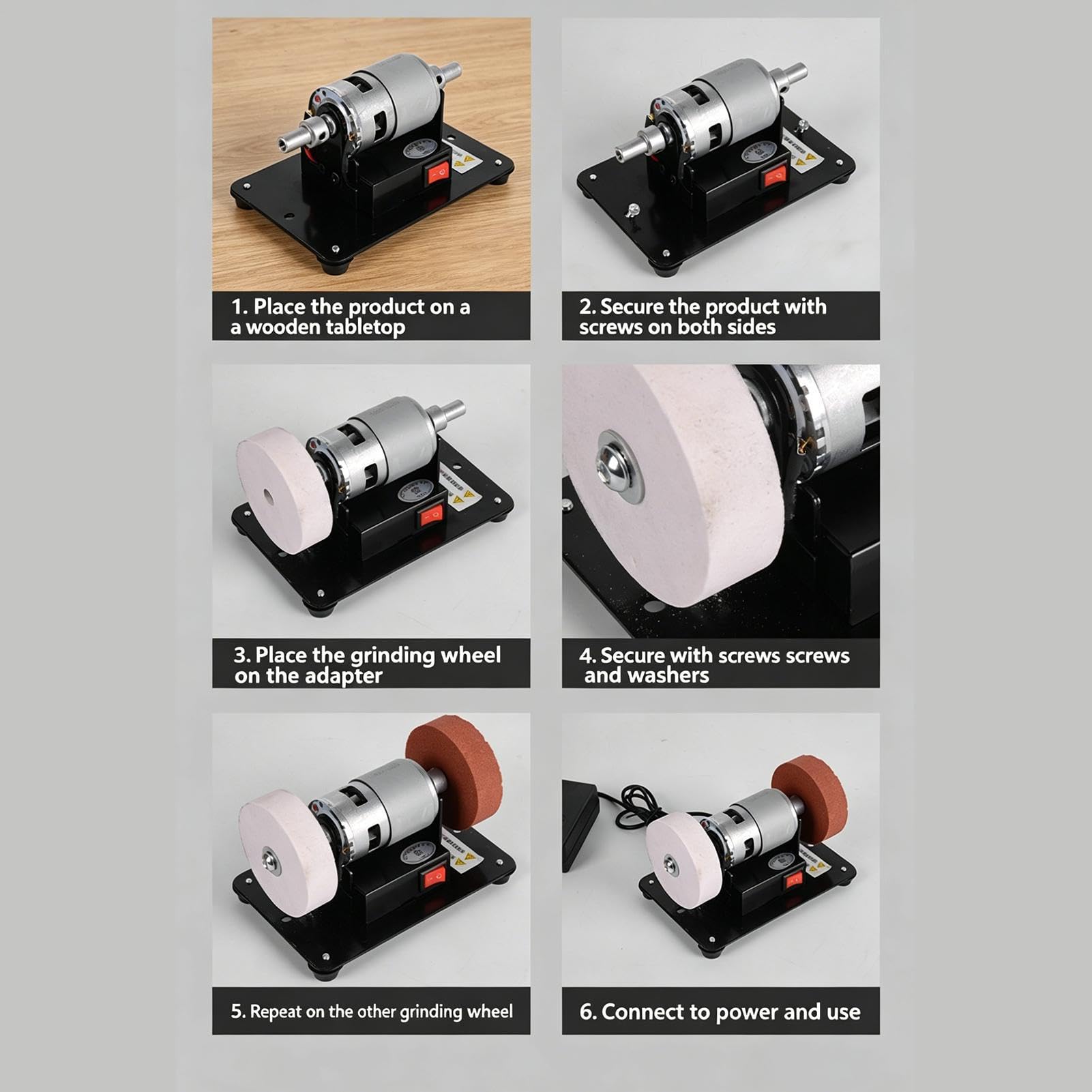 Mini amoladora de banco, velocidad máxima 6000 RPM Rueda de 7 cm Potente | Pulidora para joyas | Para madera Bricolaje Artesanía Modelismo Grabado Taller Doméstico Reparación