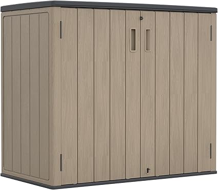 ZZM 37 Cu.ft Outdoor Storage Shed with Floor HDPE Double-Wall Resin Sheds Outdoor Storage, Lockable Weatherproof Storage Cabinet Fit for Garden Tools, Garage can, Bike, Patio Furniture, Coffee