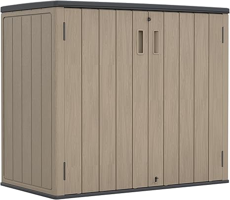 ZZM 37 Cu.ft Outdoor Storage Shed with Floor HDPE Double-Wall Resin Sheds Outdoor Storage, Lockable Weatherproof Storage Cabinet Fit for Garden Tools, Garage can, Bike, Patio Furniture, Coffee