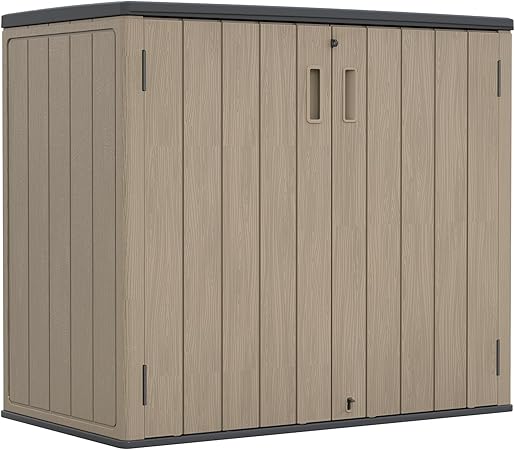 ZZM 37 Cu.ft Outdoor Storage Shed with Floor HDPE Double-Wall Resin Sheds Outdoor Storage, Lockable Weatherproof Storage Cabinet Fit for Garden Tools, Garage can, Bike, Patio Furniture, Coffee