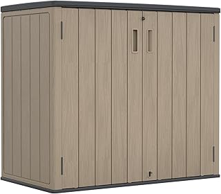 ZZM 37 Cu.ft Outdoor Storage Shed with Floor HDPE Double-Wall Resin Sheds Outdoor Storage, Lockable Weatherproof Storage Cabinet Fit for Garden Tools, Garage can, Bike, Patio Furniture, Coffee