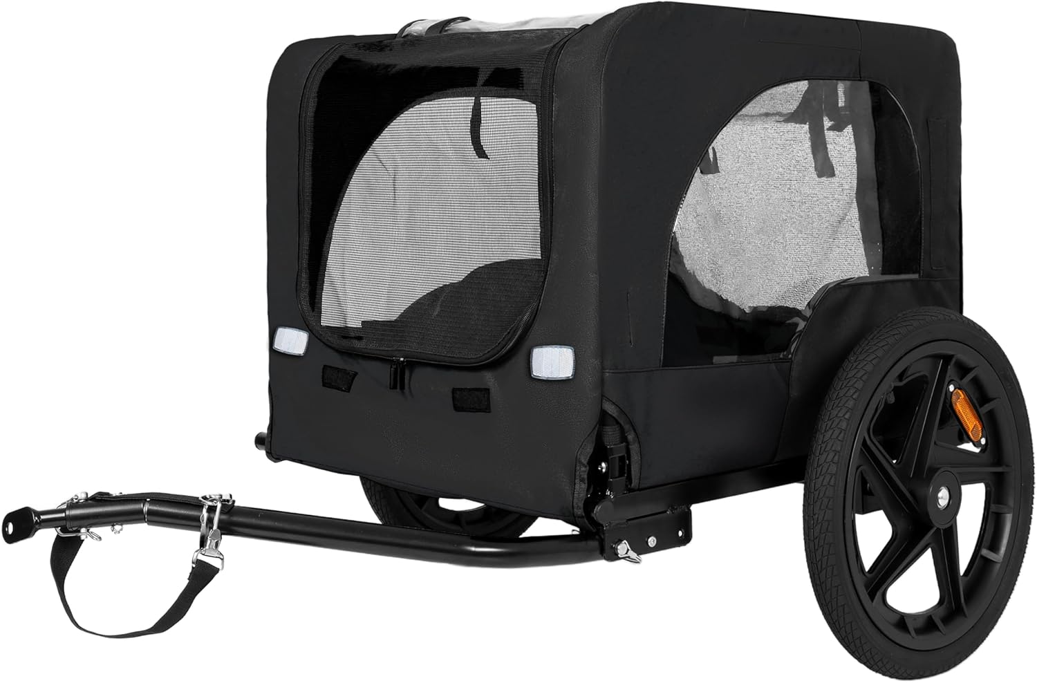 Outdoor Heavy Duty Collapsible Pet Bike Trailer with 16-Inch All-Terrain Wheels & Universal Hitch – Foldable Dog/Cargo Carrier Cart for Bicycles