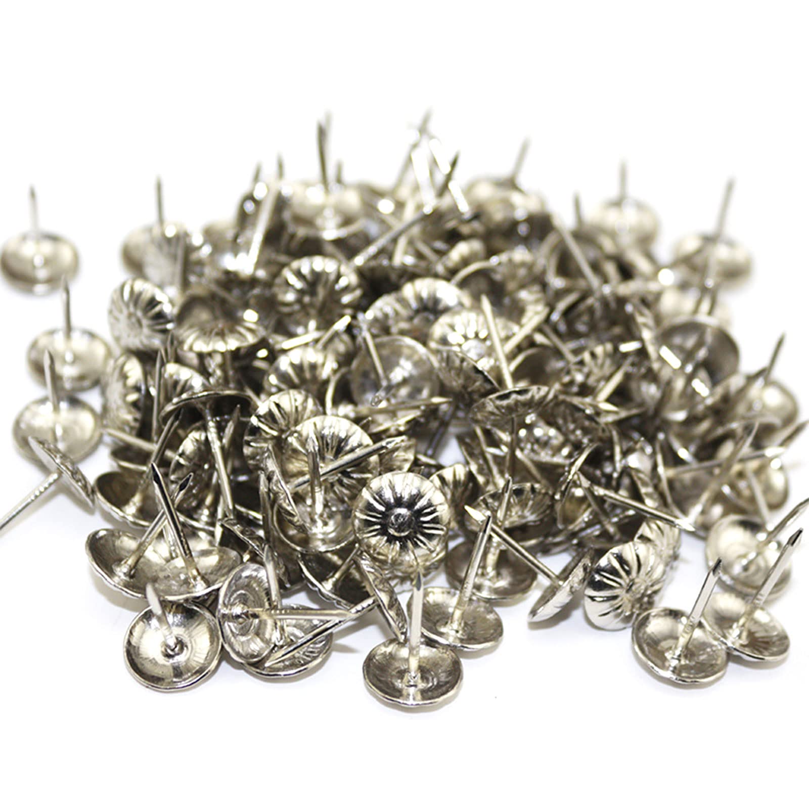 Zwwaazhf Silver 100 Pcs Antique Furniture Nail Decorative Tacks Upholstery Nail For Upholstered Cork Board Or Projects Decorative Tacks For Wood Upholstery Nails Cork Board Wall Hangings
