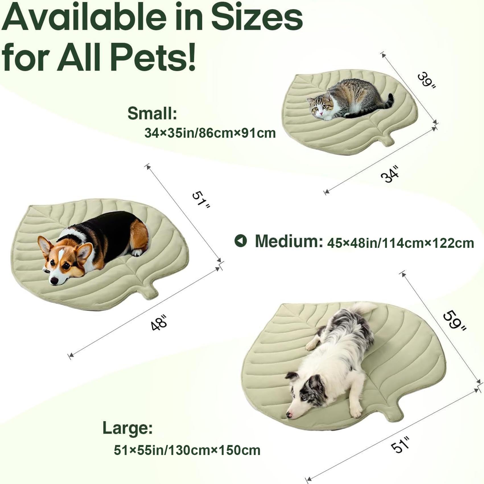 Alfombrilla de refrigeración para mascotas en forma de hoja, manta de enfriamiento reversible de verano para perros y gatos, almohadilla de autoenfriamiento lavable para sofá, cama, suelo