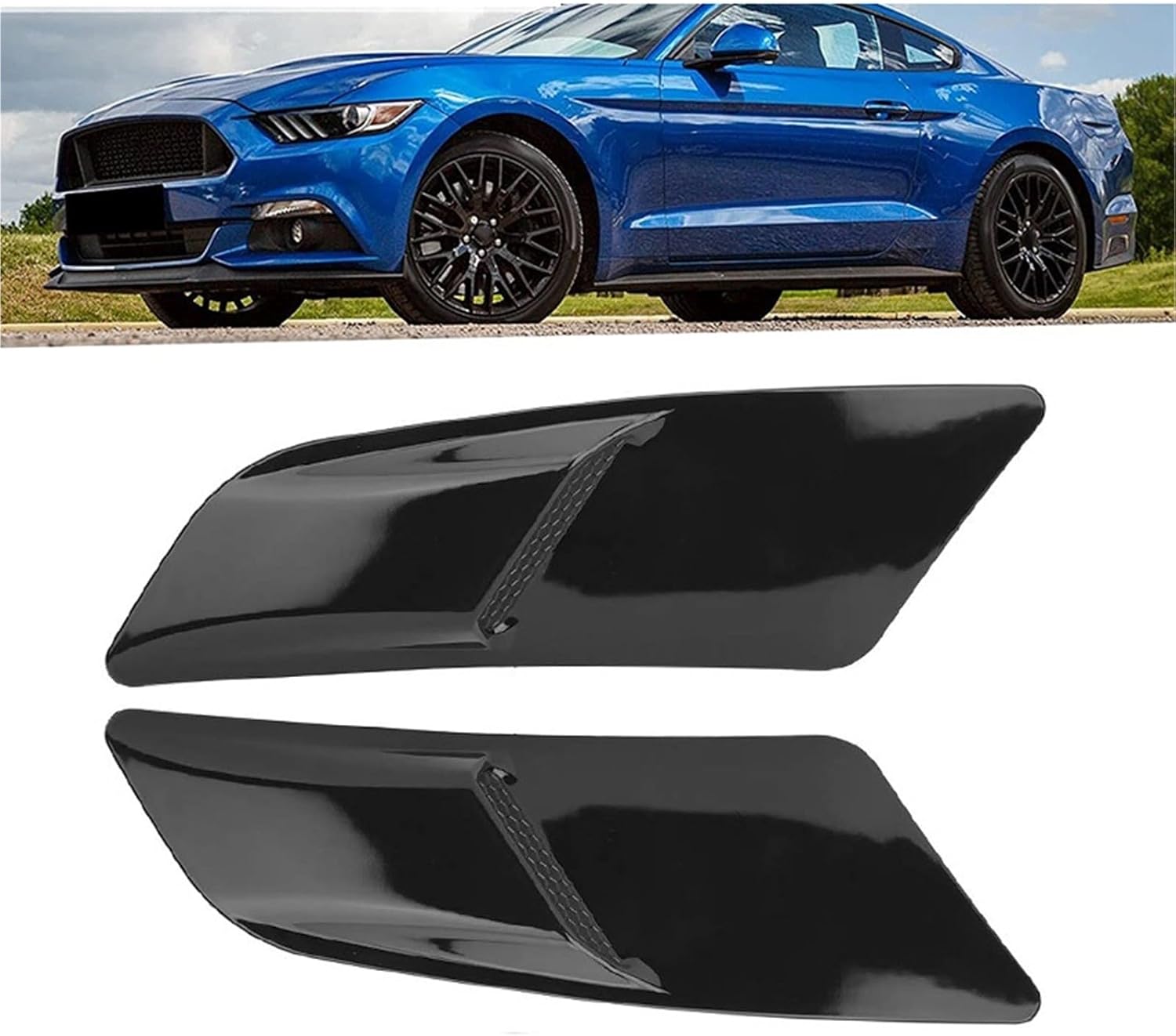 Carbon Fiber Look Front Hood Air Intake Trim Scoop Vent Guards Compatible with Ford Mustang 2015-2017 Auto Hoods Vents