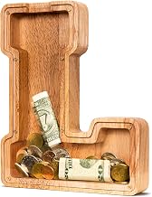 SummiDate Wooden Letter Piggy Bank| Piggy Bank for Boys Girls Toddler| Alphabet L Money Bank| Coin Bank Birthday Gift for Kids|Children's Day Gift(Initial-L)