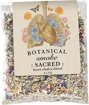 Anima Mundi Apothecary Smokable Herbs - Sacred Smoke - Heart Chakra Herbal Smoking Blend - with Relaxing Botanicals Like Mugwort, Skullcap, Blue Cornflower, Calendula & Rose Petals 0.5oz