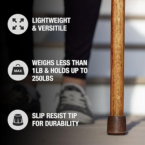 Miniatura 5 de Brazos Handcrafted Wood Walking Stick, Twisted Oak, Traveler Style, for Men & Women, Made in The USA, 55"