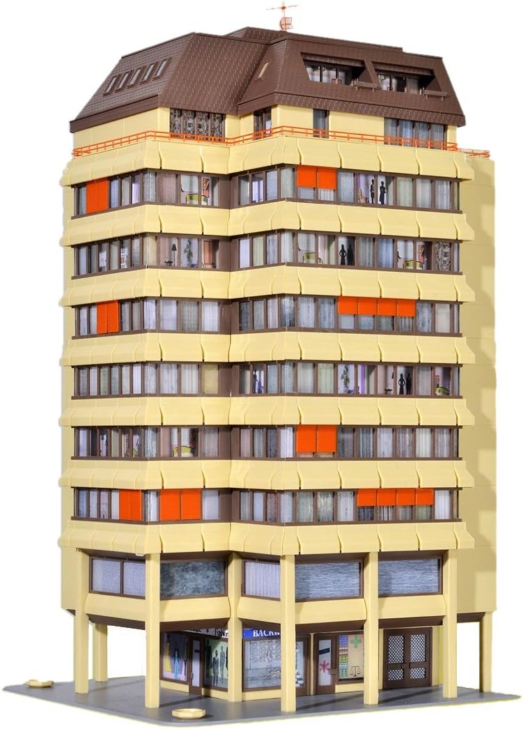 Kibri 38218 Hochhaus Mit Ladenpassage | HO Maßstab Bausatz | Mit Beleuchtung Für Modelleisenbahn