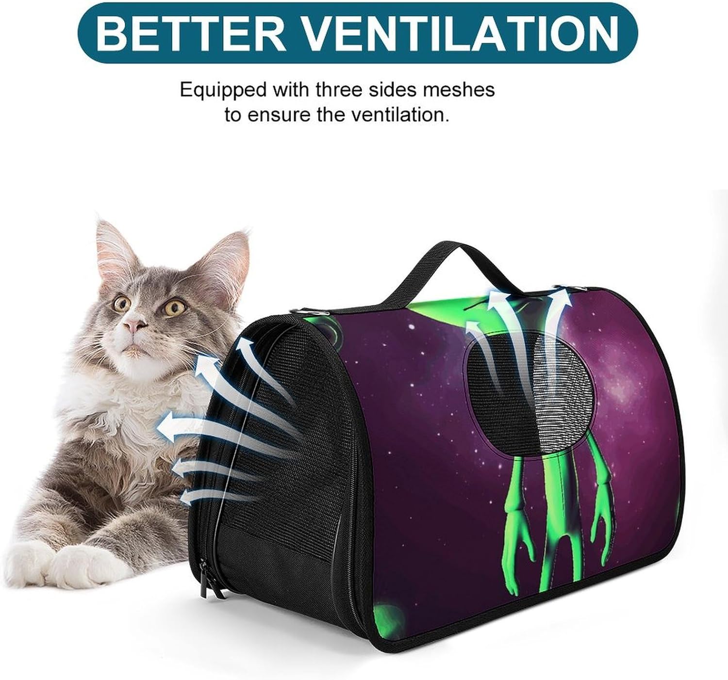 Pet Handbags, Green Alien Printed Pet Handbags,folding Pet Bags,new Pet Handbags,universal Pet Handbags, 45X26X23.5cm