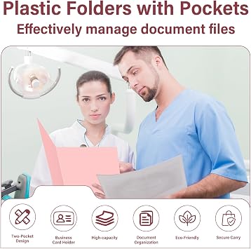 Plastic Folders with Pockets - Pastel Folders, 6 Pack, Durable 2 Pocket File Folders with Business Card Slot, Letter Size for School, Office, Home