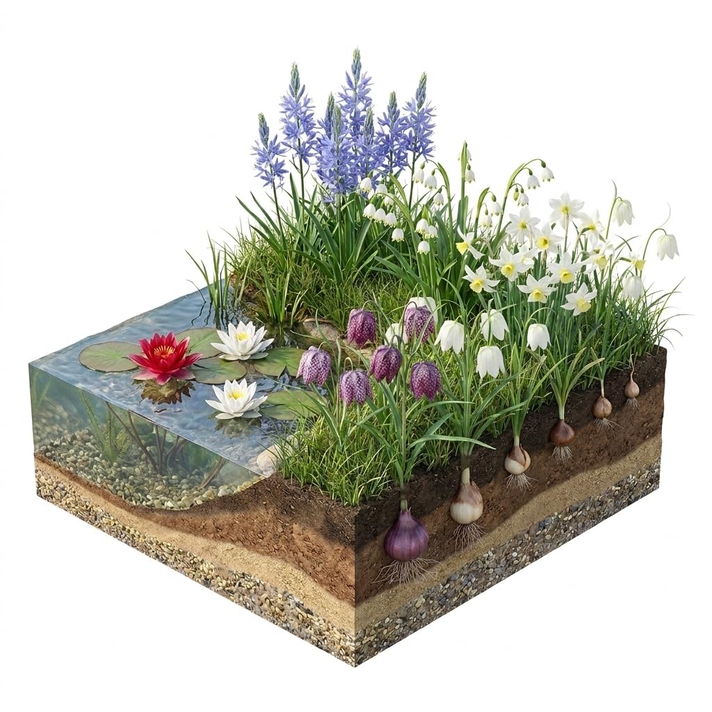 Bulbi da riva fiori selvatici, 25 pezzi in cestino