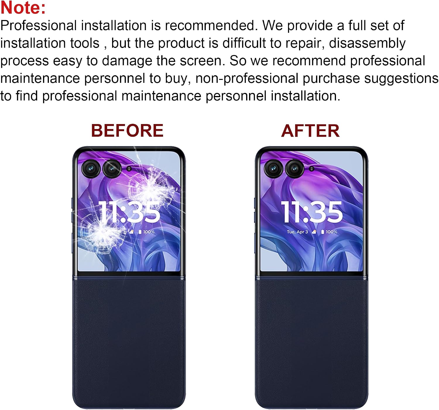 New Front Screen Glass Outer Panel Lens Replacement +OCA Compatible with Motorola Razr+2024 with Upgraded Repair Kit- No LCD Screen and Touch Digitizer