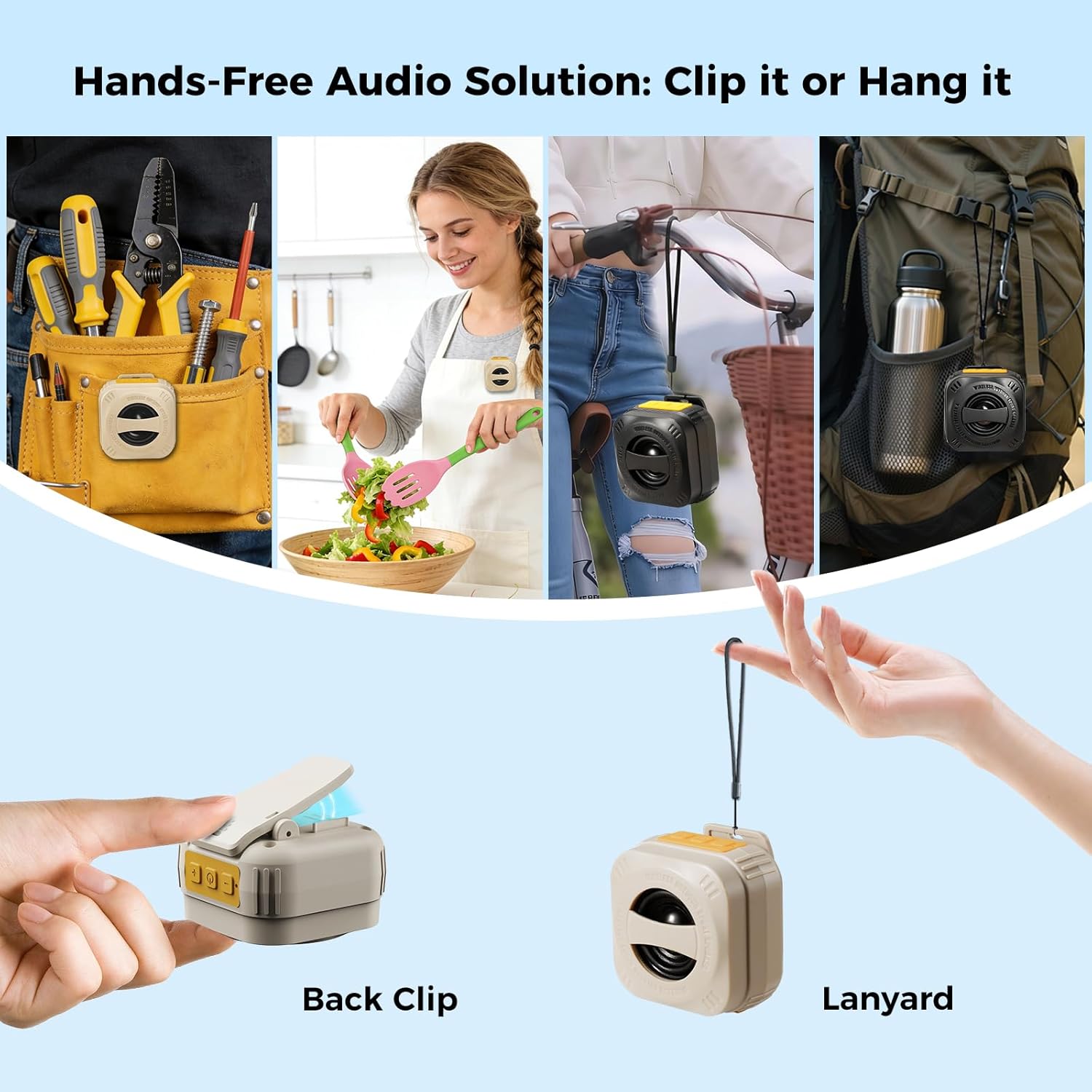 Wearable Clip on Bluetooth Speaker: Outdoor Enthusiasts Gardeners Landscapers IP56 Waterproof&10H Battery for Yard Work Garden Farm - Rugged Wearable Device