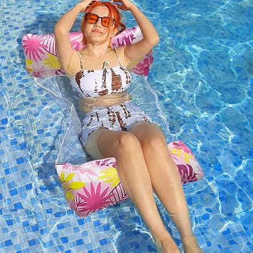 2 Pack Inflatable Pool Floats Hammock, Inflatable Pool Lounger,PoolFloat Water Hammock with Manual Air Pump,4-in-1 Water HammockInflatable Floating Chair Bed Raft Recliner Float for Adult Kid