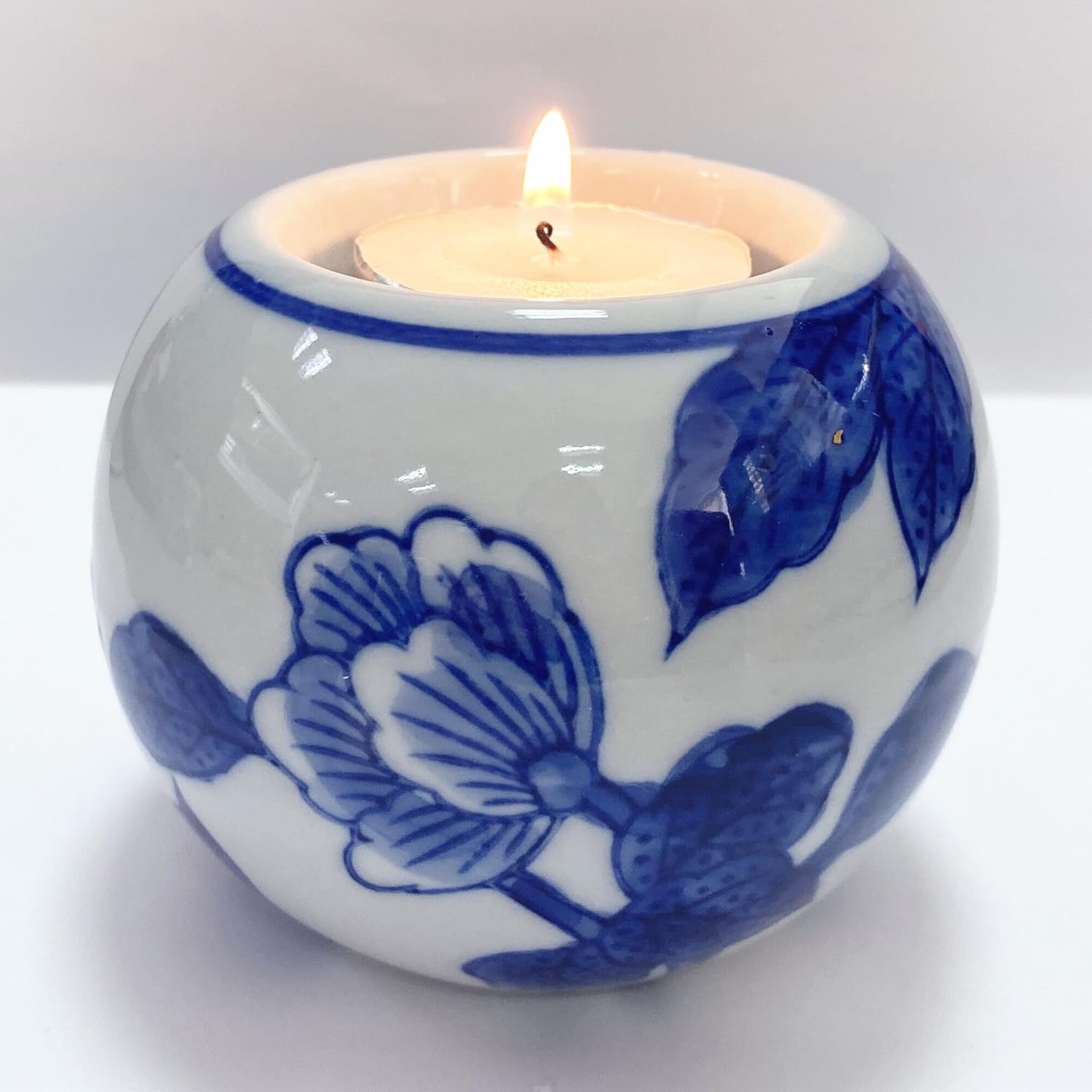 Amazon.com: Porcelain Candle Holder Tealight Candleholders Blue and ...