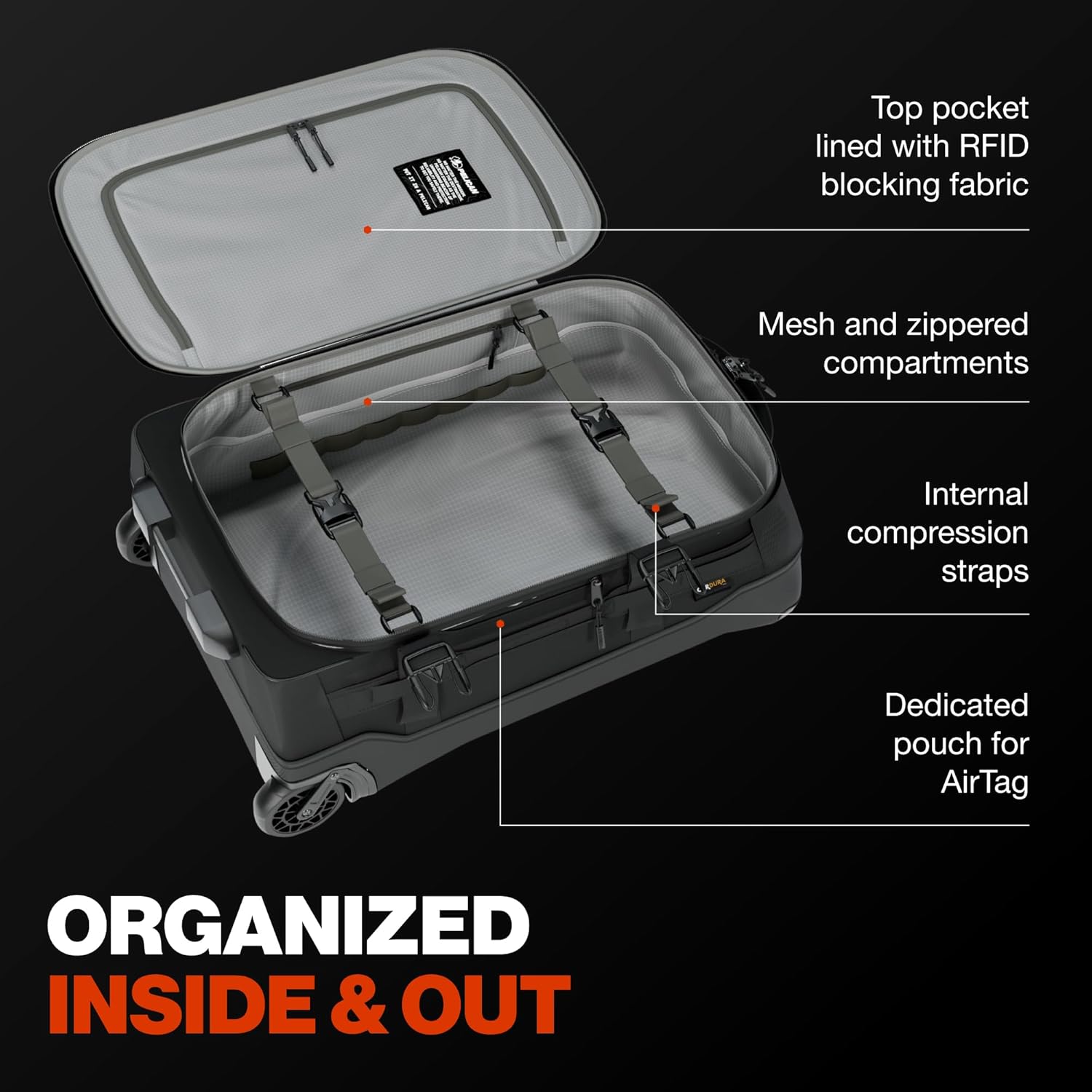 Pelican Aegis Luggage - Carry On Duffel Bag with Wheels - 22 Inch Carry On Bag - Airline Approved (Black) - Image 6