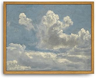 Roslynity Framed Canvas Wall Art Vintage Print Oil Paintings Cloud Study Landscape Nature Farmhouse Aesthetic Antique Retro Artwork for Home Living Room Bathroom Bedroom Wall Decor (8"x10")