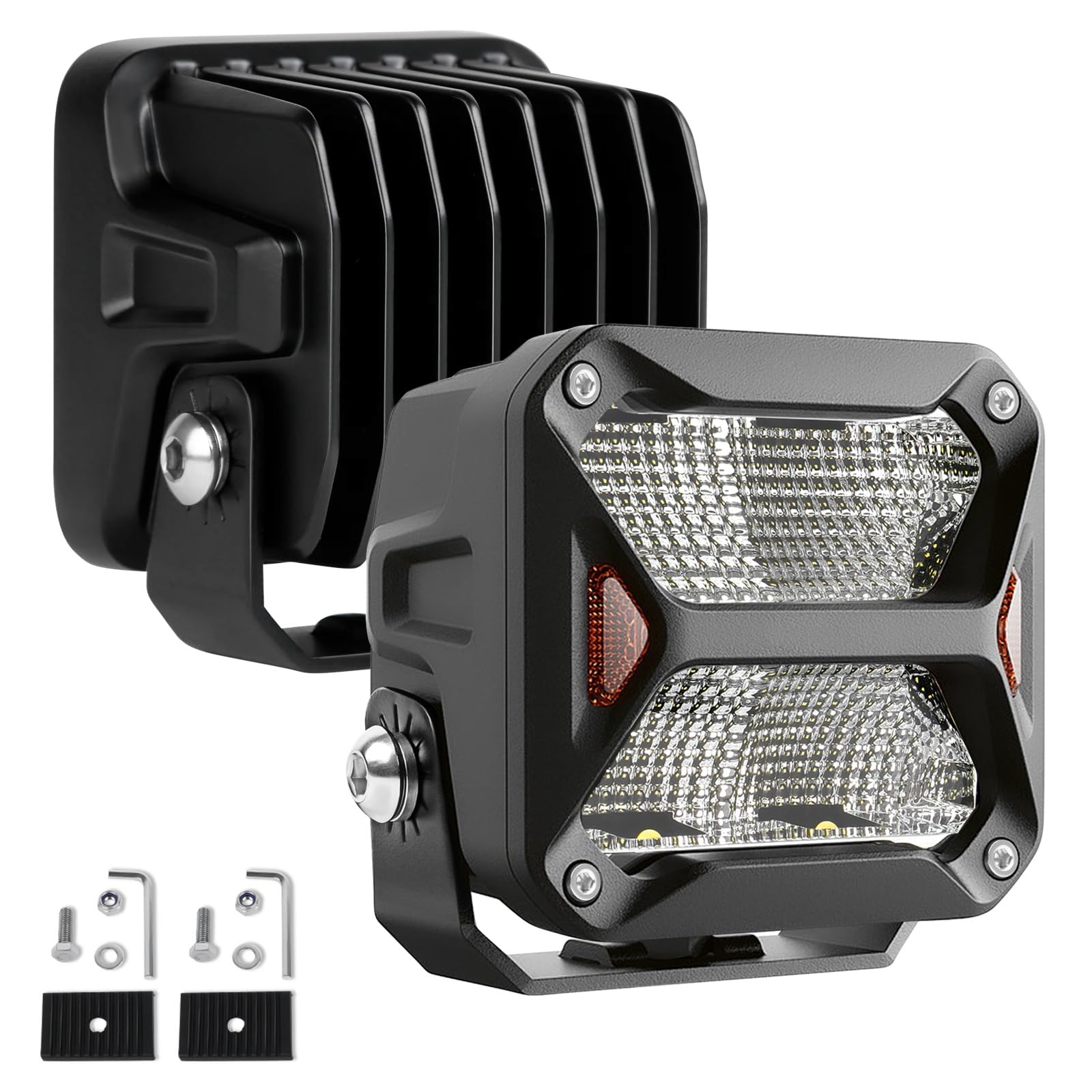 BraveWAY Phare de Travail LED 3 Pouces 60W Dernier en 2024 Projecteur Flood LED 12V pour Feux Antibrouillard de Moto, Voiture, Tracteur, Camion, SUV, Bâteau et Caravane.