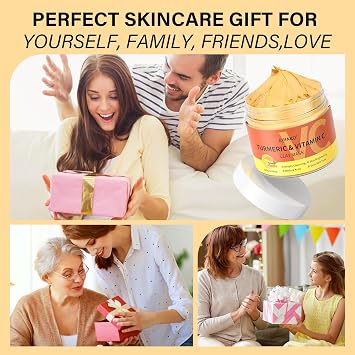 RIHAKO Valentine 's Day Gift for Women Turmeric Vitamin C Clay Mask Skincare| Deep Cleansing Facial Clay Mask for Dark Spots, Dull Skin, Refining Pores and Controlling Oil,Dark Spot Remover for Face