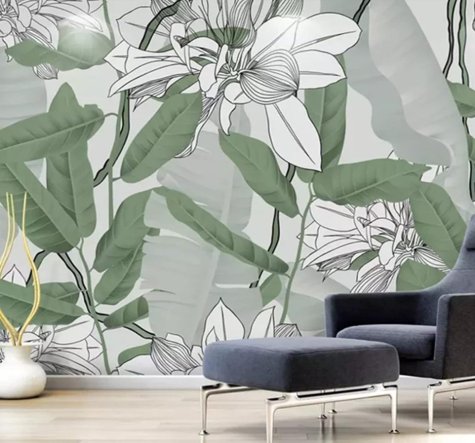 XLMING Fresh Forest Large Banana Leaves Flowers 3D Wallpaper Luxury Home Dining Decor Paste Sofa Living Room The Wall for Bedroom Mural-400cm×280cm