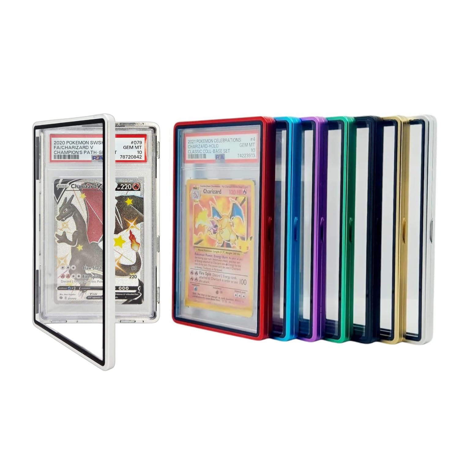 Metal PSA Slab Bumper Case UV Resistant- Safeguard Stackable Magnetic Aluminum Metal Case For Graded Cards (Metallic Silver)