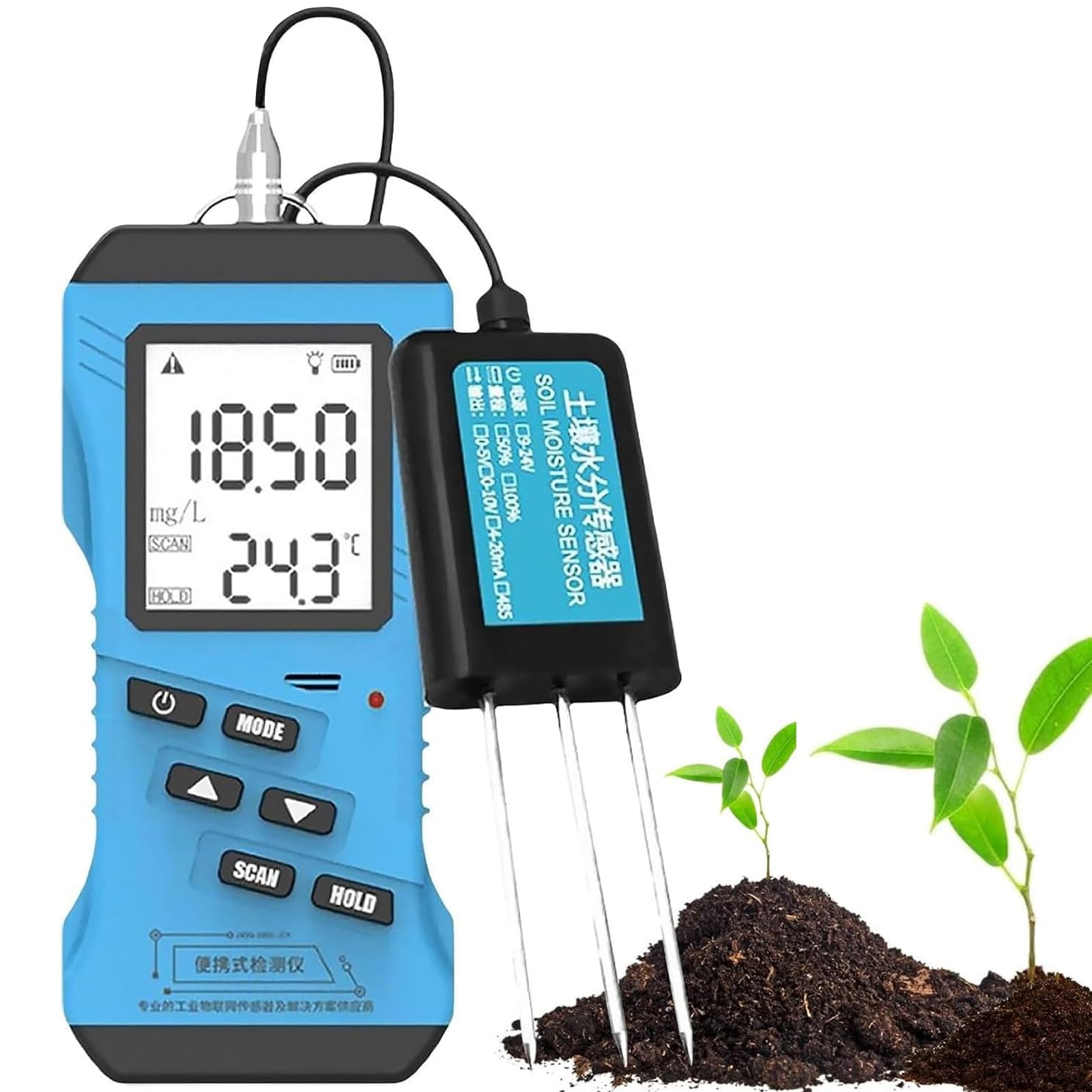 Testeur de Sol Numérique 7-en-1 avec Mesure d’Humidité, pH, NPK, CE et Température, Écran LCD pour Jardinage, Pelouse, Ferme, Serre et Plantes d’Intérieur/Extérieur