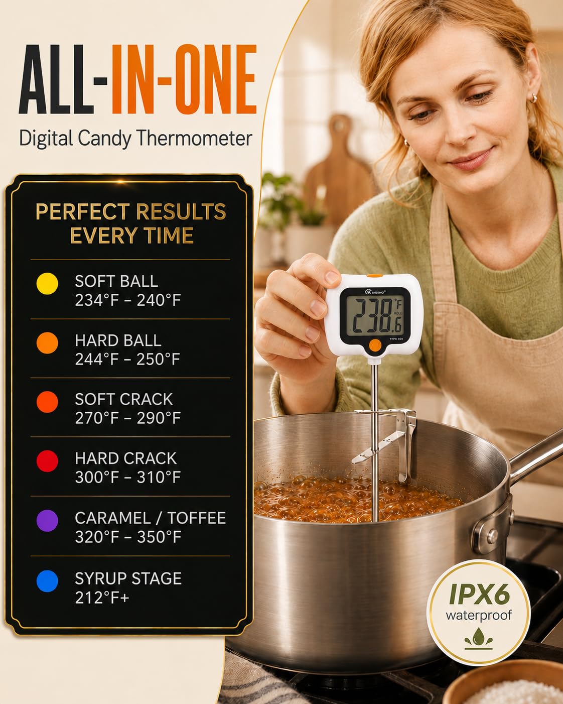Digitales Süßigkeitenthermometer für Küche, Kochen und Süßwaren