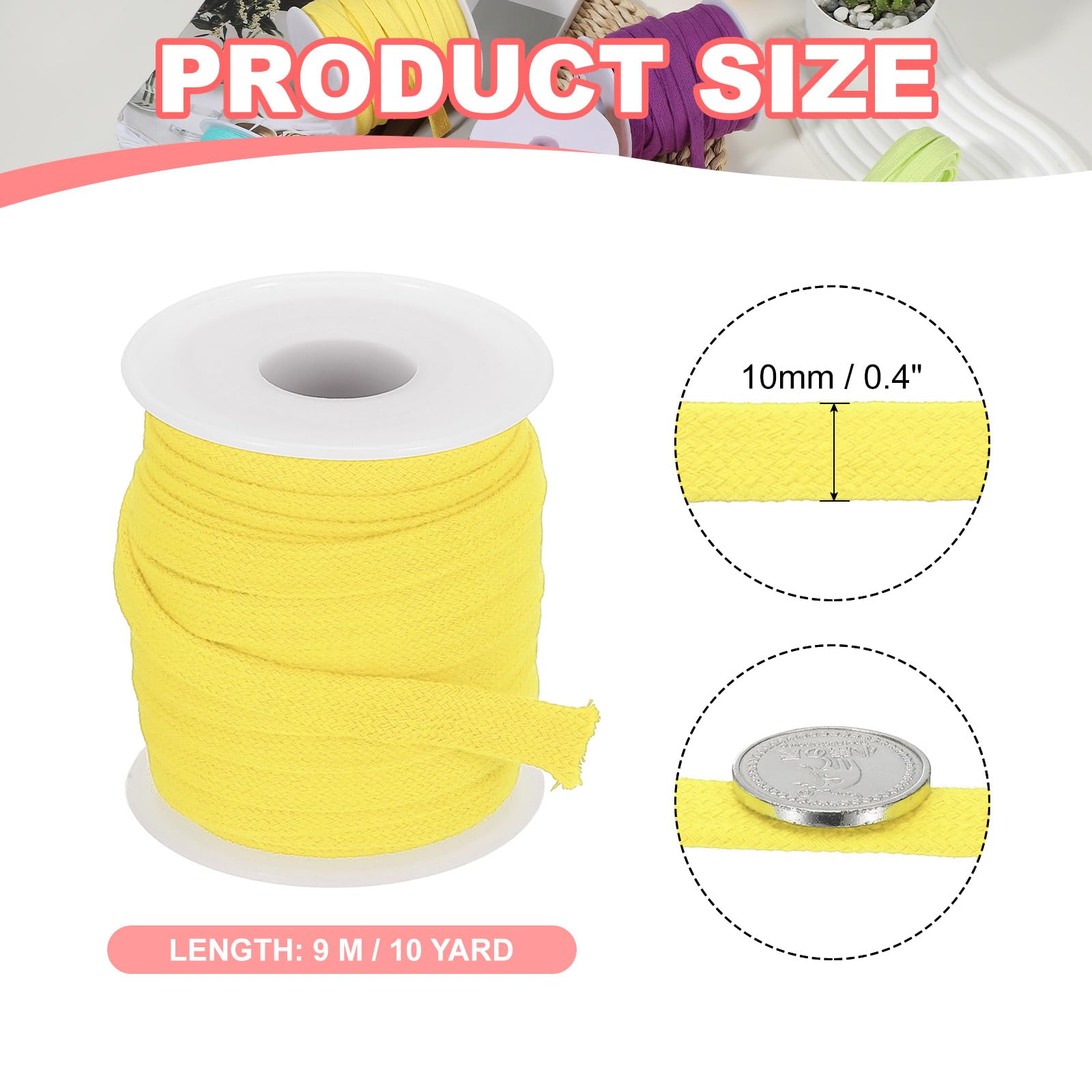 PATIKIL Flat Drawstring Cord 0.4 Inch x 10 Yd - Image 2