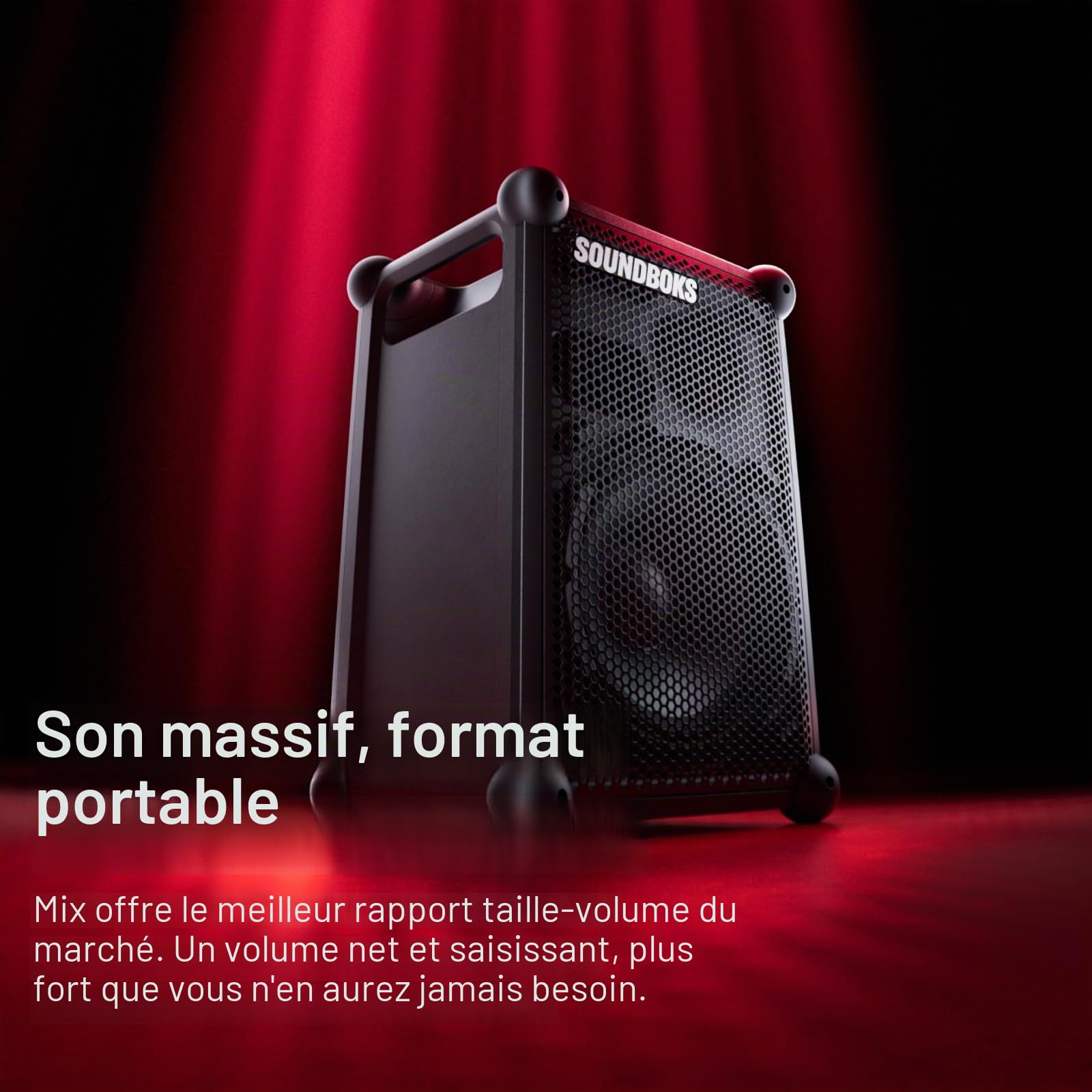 Soundboks Mix - Enceinte Bluetooth portable - Design durable et résistant aux intempéries (IP65) - Batterie rechargeable USB-C - Ultra-bruyante - 121dB - Haut-parleur pour intérieur et extérieur - 40
