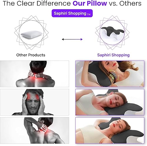Miniatura 6 de Almohada cervical para el cuello  Almohada ortopédica ergonómica de espuma viscoelástica para personas que duermen de lado, espalda y boca abajo con