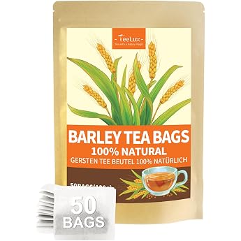 TeeLux Barley Tea Bag 50 pcs Vegan Pure Roasted Barley Caffeine Free Mugicha Natural Herbal Tea a Popular Coffee Alternative in Japan