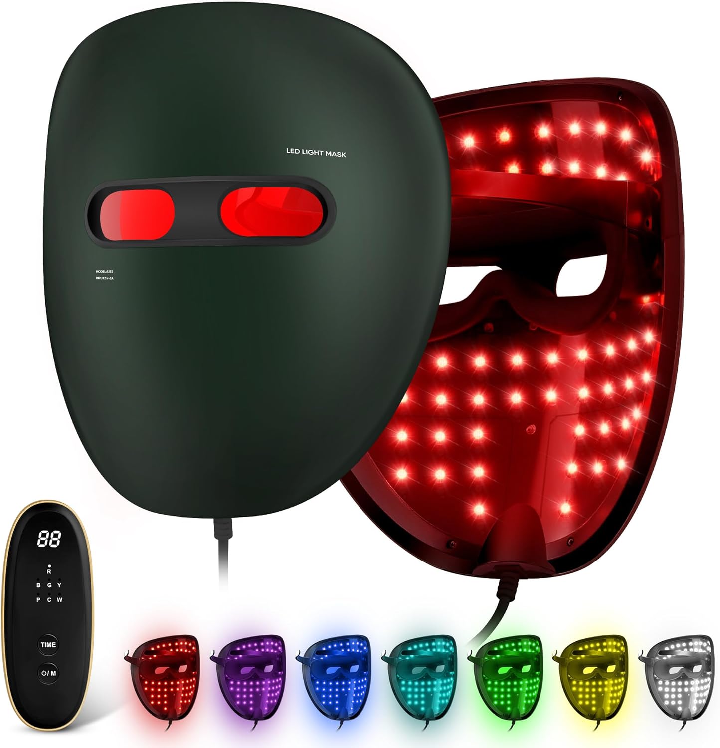 Red Light Mask for Face,Infrared Light Face Mask, 7+1 Color Red Light Face Mask Set with 850nm Near Infrared
