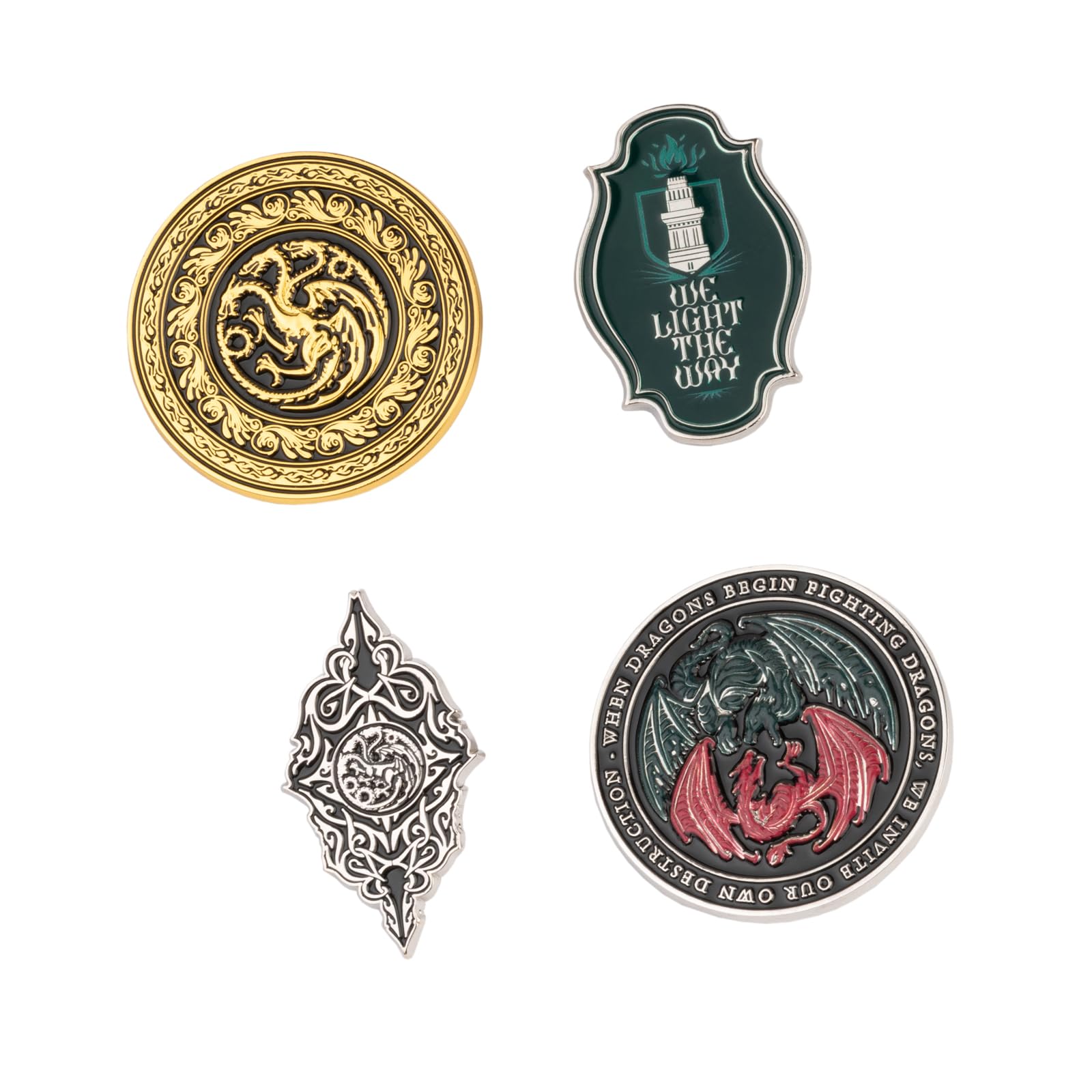 Grupo Erik Set of 4 Enamel Pins - House of The Dragon Game of Thrones Gifts | Cute Pin Badges, Bag Pins | House of Dragon Gifts under 15 Pounds, Game of Thrones Merchandise